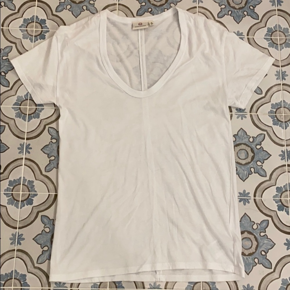 White AG U Neck Tee - XS